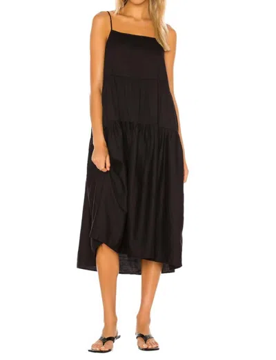Shop Enza Costa Strappy Tiered Dress In Black