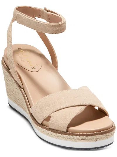 Shop Cole Haan Cloud Espadrille Womens Suede Adjustable Wedge Sandals In Multi