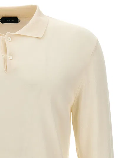 Shop Zanone Cotton Silk  Shirt Polo White