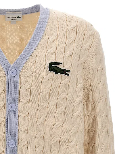 Shop Lacoste Logo Patch Cardigan Sweater, Cardigans Multicolor