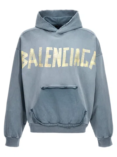 Shop Balenciaga Ripped Pocket Tape Type Sweatshirt Light Blue