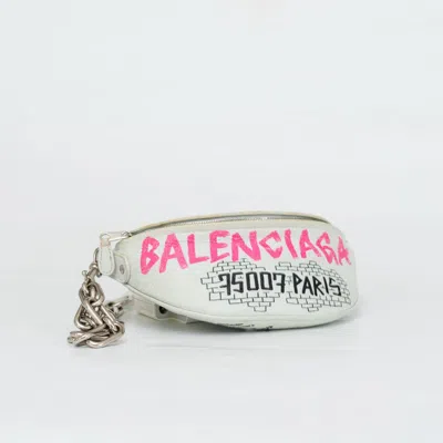 Pre-owned Balenciaga Agneau Graffiti All Over Souveniers Belt Bag White Multicolor