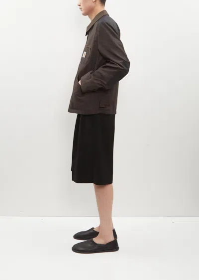 Shop Junya Watanabe Carhartt Stripe Oxford Blouson In Brown / Beige X Black