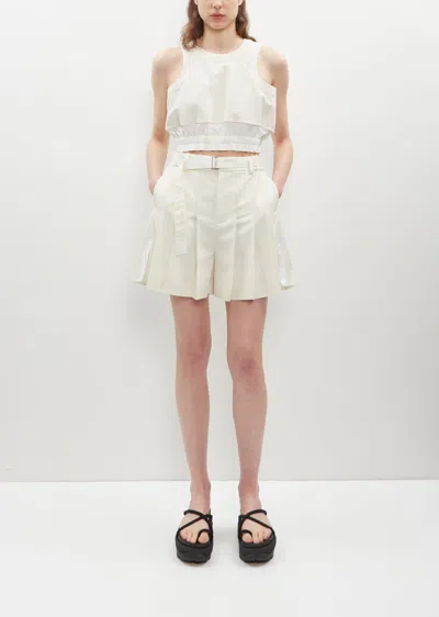 Shop Sacai Chalk Stripe Shorts In Off White