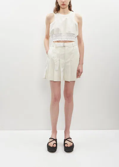 Sacai Chalk Stripe Cropped Tank Top In Off White