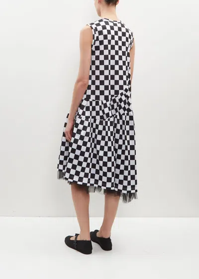 Shop Comme Des Garçons Comme Des Garçons Check Pattern X Nylon Tulle Dress In 1-wht/blkxblk