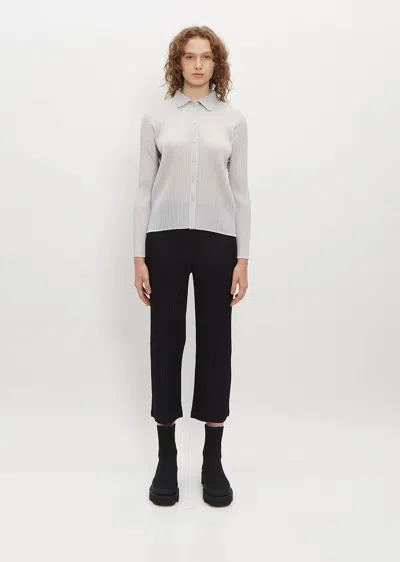Shop Issey Miyake Classic Collar Pleated Shirt In 10-light Gray