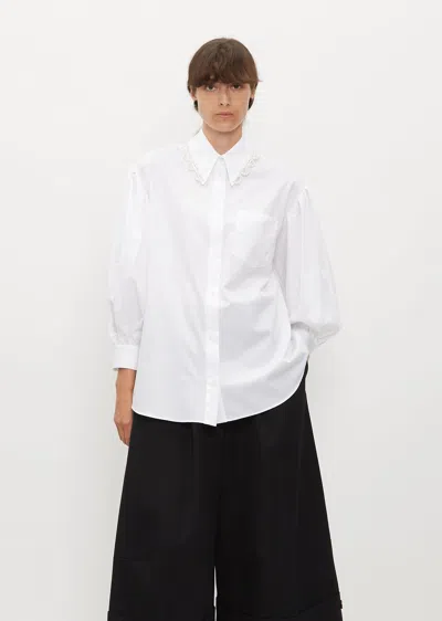 Shop Simone Rocha Classic Puff Sleeve Shirt In White/pearl/clear
