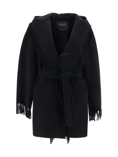 Shop Balenciaga Women Coat In Black