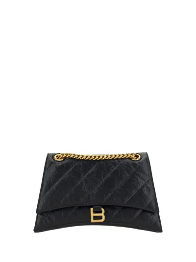 Shop Balenciaga Women Crush Shoulder Bag In Black