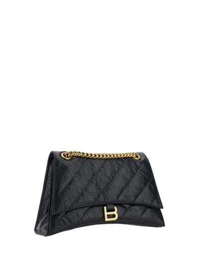 Shop Balenciaga Women Crush Shoulder Bag In Black