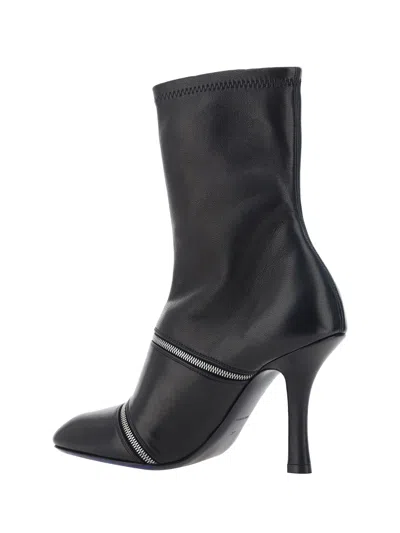 Shop Burberry Women Peep Heeled Ankle Boots In Black