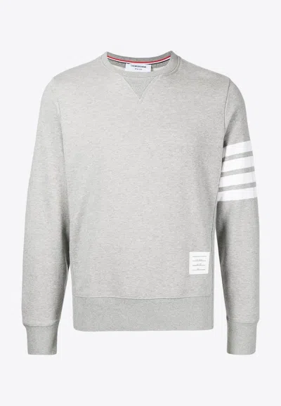Shop Thom Browne 4-bar Stripe Crewneck Sweatshirt In Gray