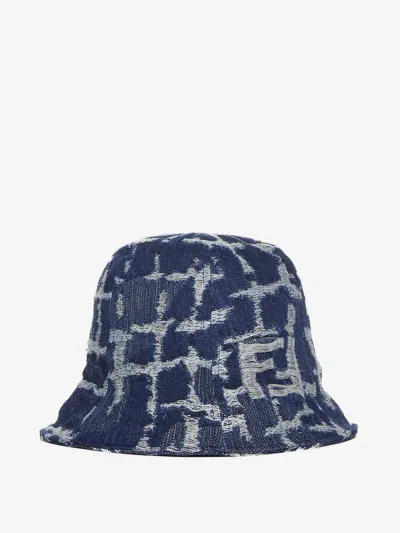 Shop Fendi Man Cloche Man Blue Hats