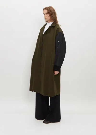 Plan C Mantel Single-breasted Coat In Pine Green 00v80