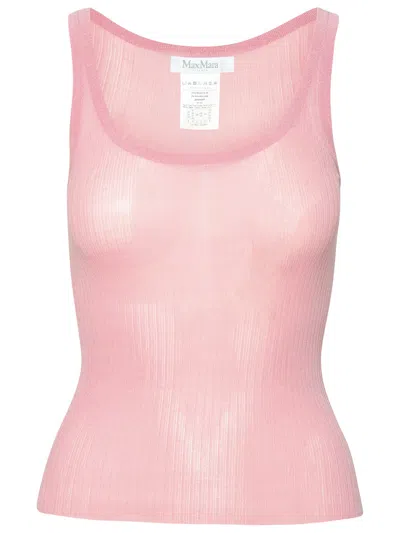 Max Mara Bastia Ribbed Silk Tank Top In Pink