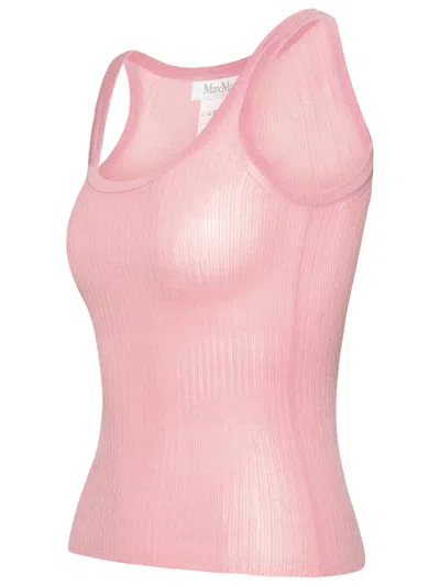 Max Mara Bastia Ribbed Silk Tank Top In Pink