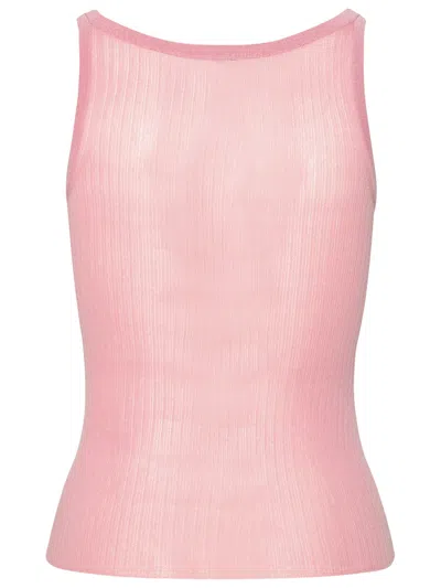 Max Mara Bastia Ribbed Silk Tank Top In Pink