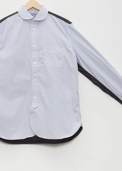 Shop Junya Watanabe Cotton Broad Stripe X Nylon Ripstop Shirt In White/blue/navy X Black