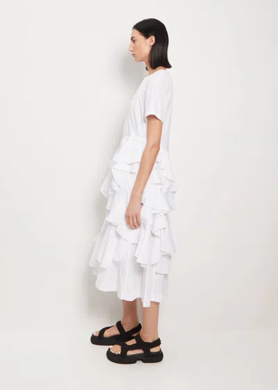 Shop Comme Des Garçons Comme Des Garçons Cotton Ruffle S/s Dress In 1-white