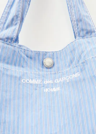 Shop Comme Des Garçons Homme Deux Cotton Stripe Tote Bag In Sax / White