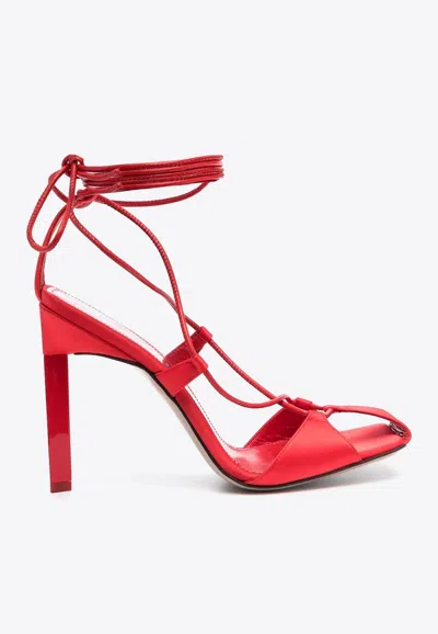 Shop Attico Adele 105 Calf Leather Sandals In Red
