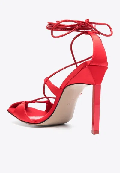 Shop Attico Adele 105 Calf Leather Sandals In Red
