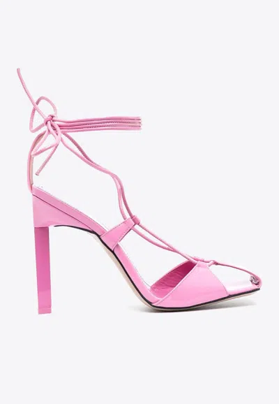 Shop Attico Adele 105 Calf Leather Sandals In Pink