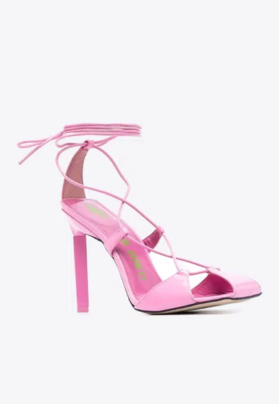 Shop Attico Adele 105 Calf Leather Sandals In Pink