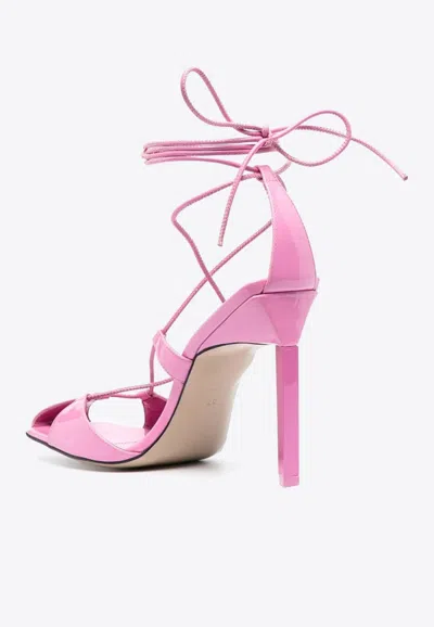 Shop Attico Adele 105 Calf Leather Sandals In Pink