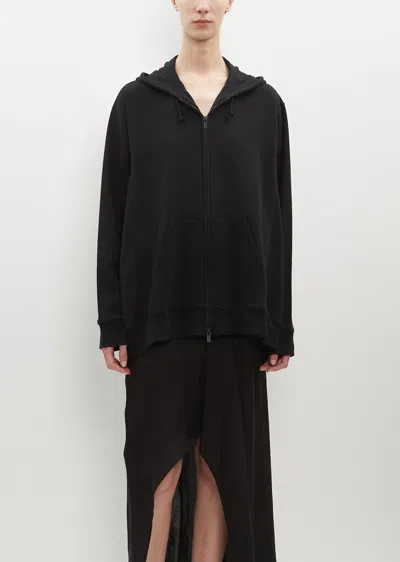 Shop Yohji Yamamoto Cotton Zip-up Hoodie Sweatshirt In Black