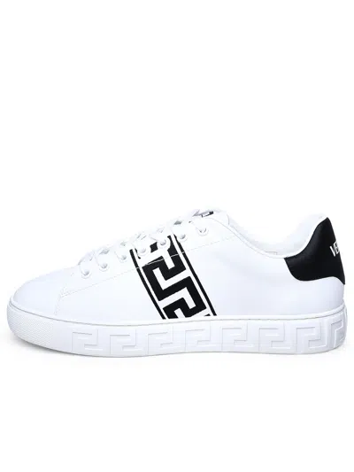 Shop Versace White Leather Sneakers Man