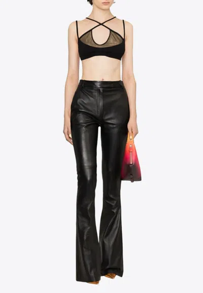 Attico Mesh-panel Criss-cross Bralette Top In Black