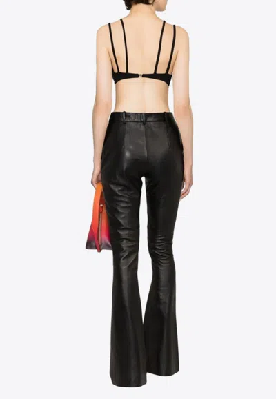 Attico Mesh-panel Criss-cross Bralette Top In Black