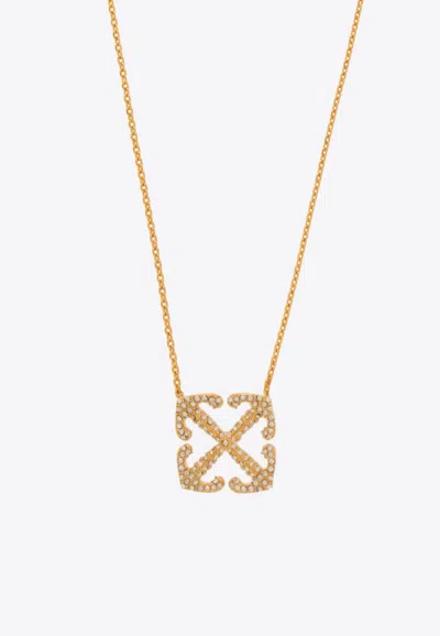 Shop Off-white Arrows Embellished Pendant Necklace In Gold