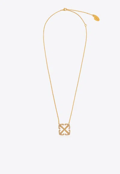 Shop Off-white Arrows Embellished Pendant Necklace In Gold