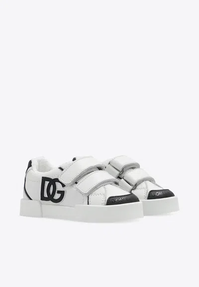 Shop Dolce & Gabbana Babies Portofino Light Leather Sneakers In White