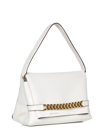 Shop Victoria Beckham Chain Pouch Leather Shoulder Bag In White