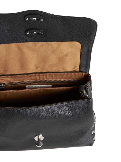 Shop Zanellato Black Leather Postina S Top Handle Bag