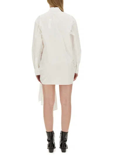 Shop Msgm Dress With Knot In White