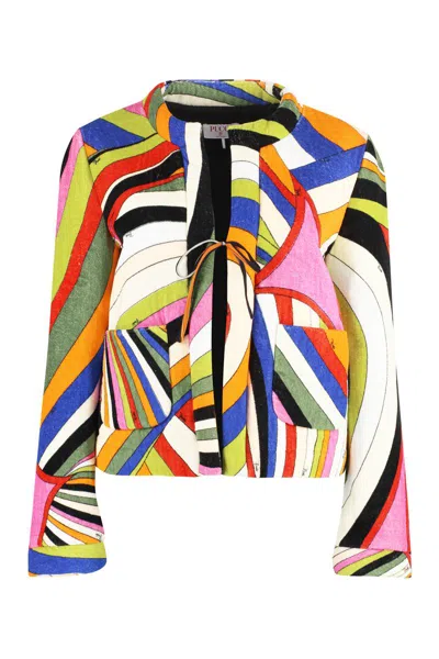 Shop Pucci Printed Cotton Jacket In Multicolor