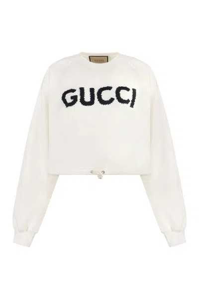 Shop Gucci Jersey Sweatshirt In White