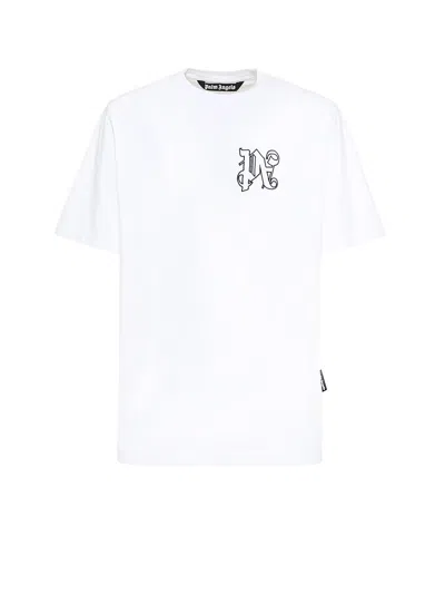 Shop Palm Angels Logo Cotton T-shirt In White