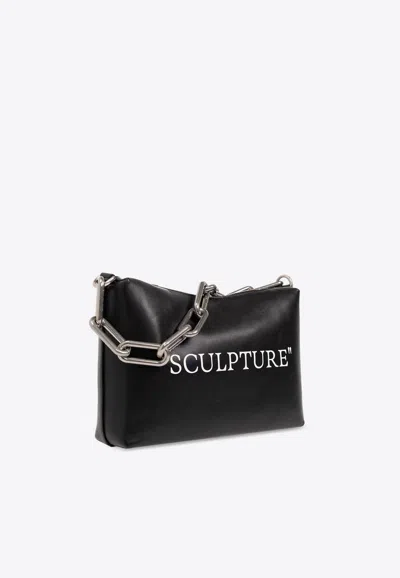 Shop Off-white Block Leather Chain Shoulder Bag In Black