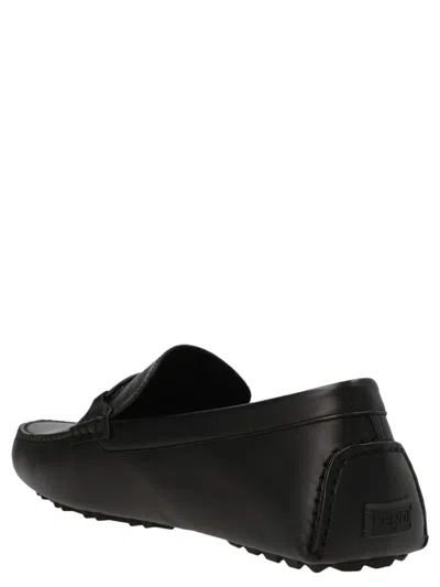 Shop Fendi 'o'lock' Loafers In Black