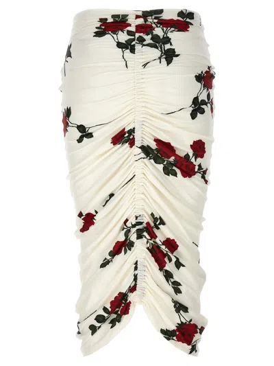 Shop Magda Butrym Floral Print Skirt In White