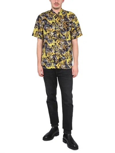 Shop Versace Jeans Couture Shirt With Logo In Multicolor