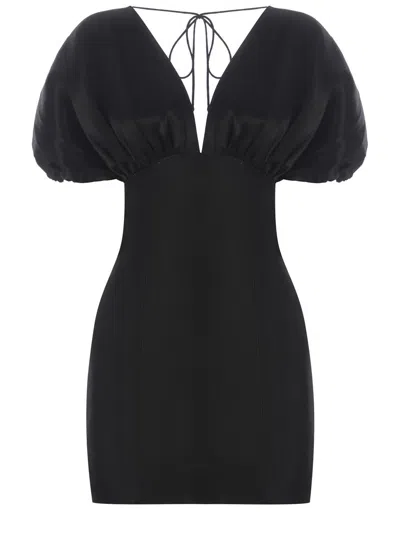 Rotate Birger Christensen Rhinestone-embellished Crepe Minidress In Black