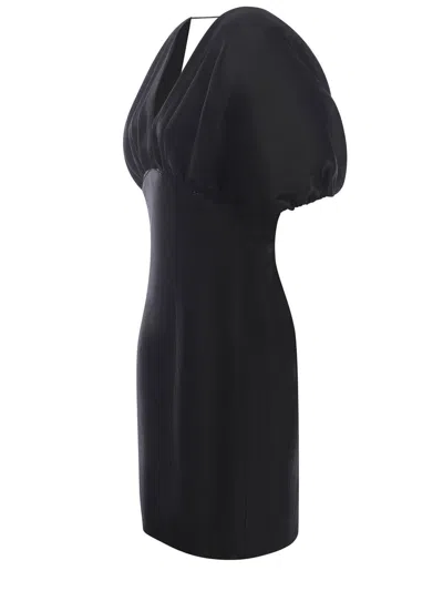 Rotate Birger Christensen Rhinestone-embellished Crepe Minidress In Black