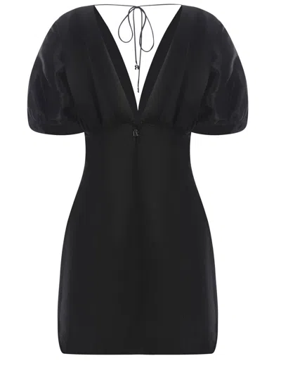 Rotate Birger Christensen Rhinestone-embellished Crepe Minidress In Black